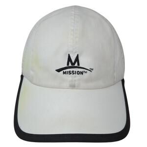 Mission Strapback Hat Solid White One Size Embroidered 6 Panel Outdoor